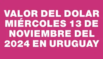 Valor del dolar Miércoles 13 de noviembre del 2024 en Uruguay