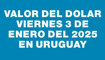 Valor del dolar Viernes 3 de enero del 2025 en Uruguay