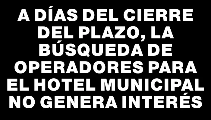 A días del cierre del plazo, la búsqueda de operadores para el Hotel Municipal no genera interés