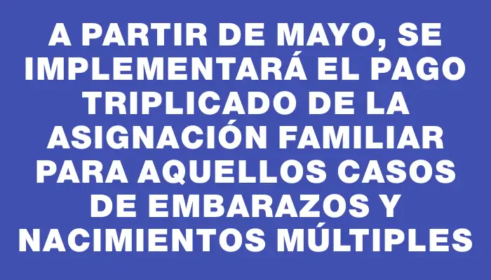 A partir de mayo, se implementará el pago triplicado de la asignación familiar para aquellos casos de embarazos y nacimientos múltiples