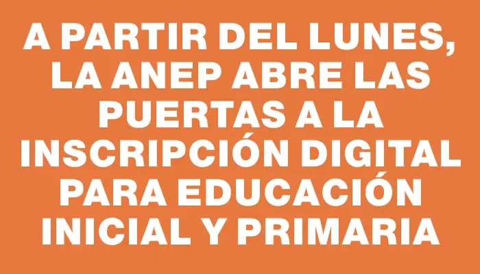 A partir del lunes, la Anep abre las puertas a la inscripción digital para Educación Inicial y Primaria