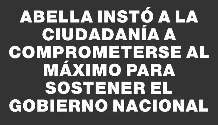 Abella instó a la ciudadanía a comprometerse al máximo para sostener el gobierno nacional