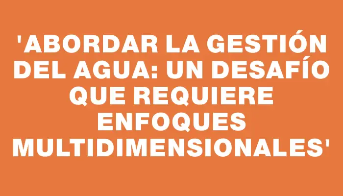 “Abordar la gestión del agua: un desafío que requiere enfoques multidimensionales”