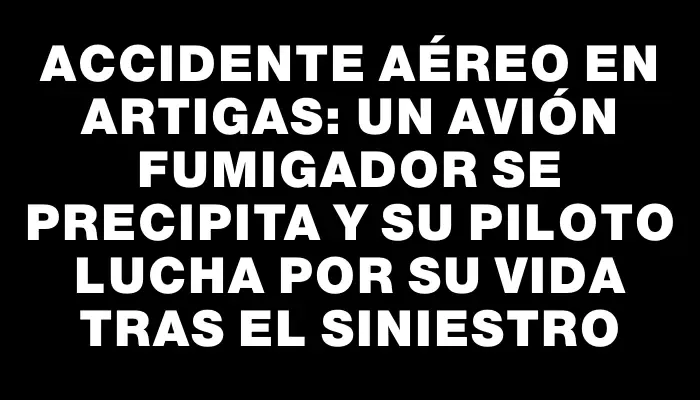 Accidente aéreo en Artigas: un avión fumigador se precipita y su piloto lucha por su vida tras el siniestro