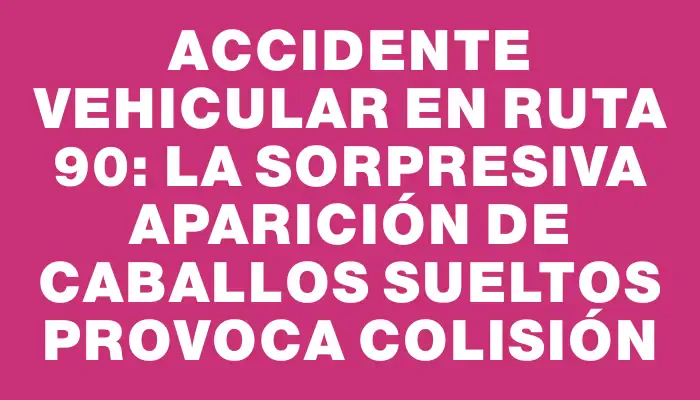 Accidente vehicular en Ruta 90: la sorpresiva aparición de caballos sueltos provoca colisión