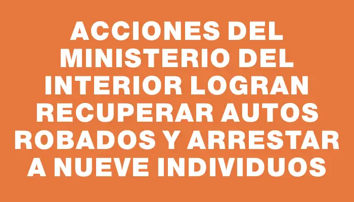 Acciones del Ministerio del Interior logran recuperar autos robados y arrestar a nueve individuos