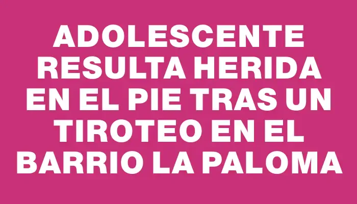 Adolescente resulta herida en el pie tras un tiroteo en el barrio La Paloma