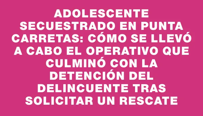 Adolescente secuestrado en Punta Carretas: cómo se llevó a cabo el operativo que culminó con la detención del delincuente tras solicitar un rescate