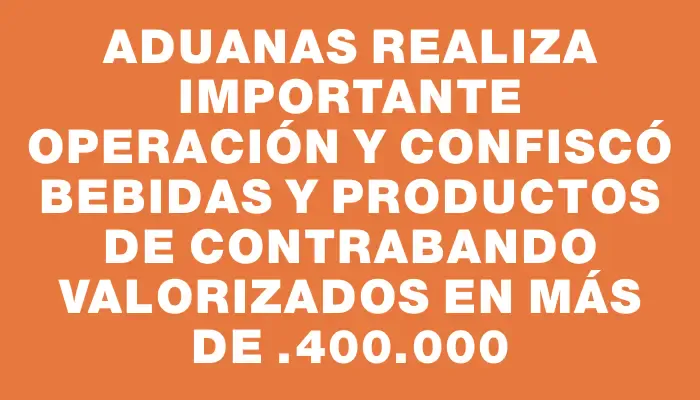 Aduanas realiza importante operación y confiscó bebidas y productos de contrabando valorizados en más de $2.400.000