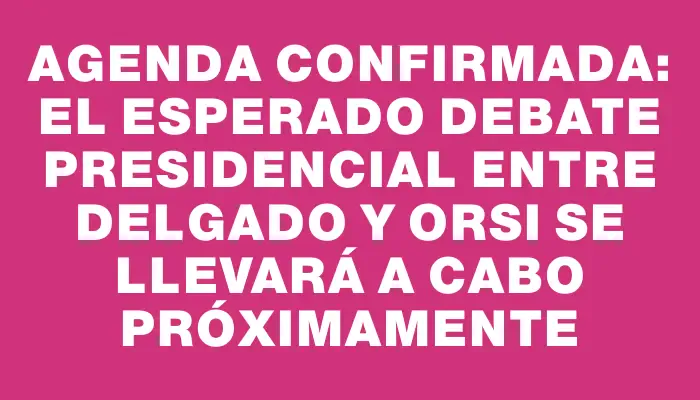 Agenda confirmada: el esperado debate presidencial entre Delgado y Orsi se llevará a cabo próximamente