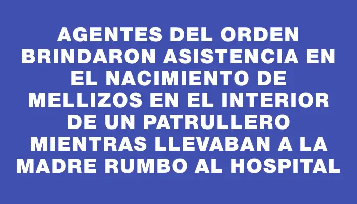 Agentes del orden brindaron asistencia en el nacimiento de mellizos en el interior de un patrullero mientras llevaban a la madre rumbo al hospital