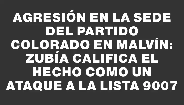Agresión en la sede del Partido Colorado en Malvín: Zubía califica el hecho como un ataque a la lista 9007