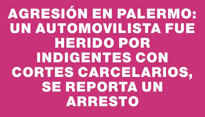 Agresión en Palermo: Un automovilista fue herido por indigentes con cortes carcelarios, se reporta un arresto
