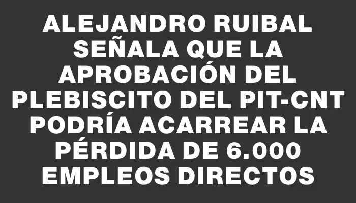 Alejandro Ruibal señala que la aprobación del plebiscito del Pit-cnt podría acarrear la pérdida de 6.000 empleos directos