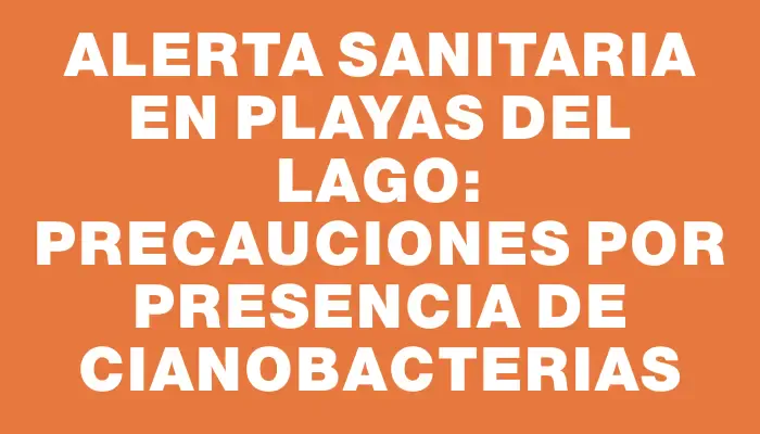 Alerta sanitaria en playas del lago: Precauciones por presencia de cianobacterias