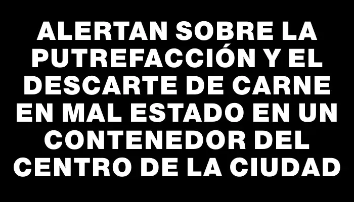 Alertan sobre la putrefacción y el descarte de carne en mal estado en un contenedor del centro de la ciudad