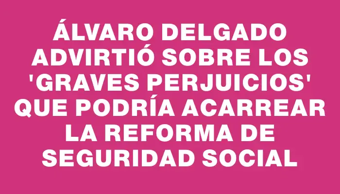 Álvaro Delgado advirtió sobre los "graves perjuicios" que podría acarrear la reforma de seguridad social