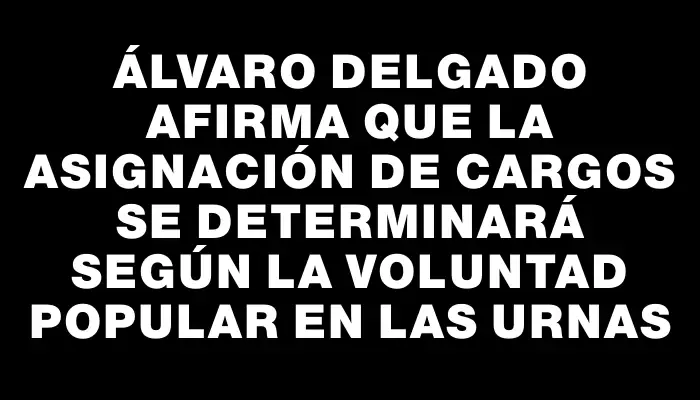 Álvaro Delgado afirma que la asignación de cargos se determinará según la voluntad popular en las urnas