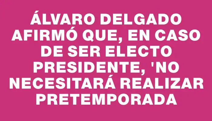 Álvaro Delgado afirmó que, en caso de ser electo presidente, "no necesitará realizar pretemporada