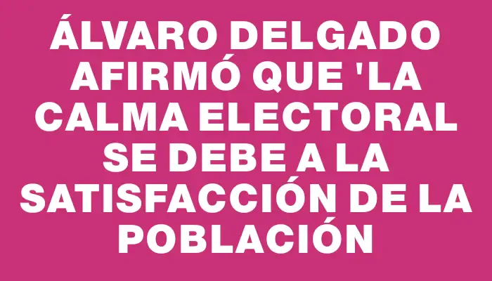 Álvaro Delgado afirmó que "la calma electoral se debe a la satisfacción de la población