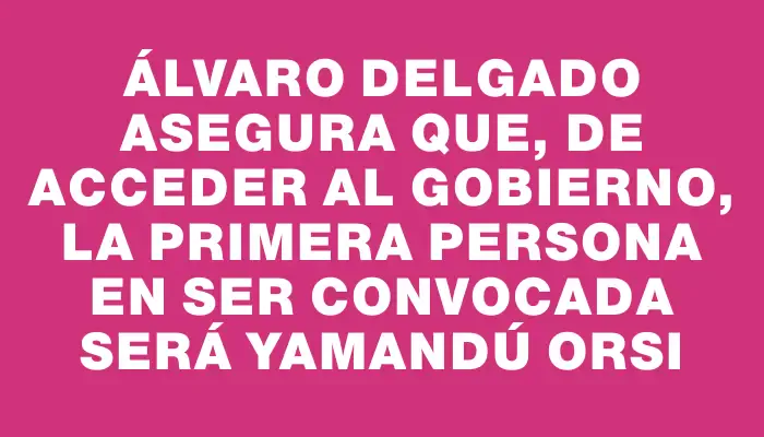 Álvaro Delgado asegura que, de acceder al Gobierno, la primera persona en ser convocada será Yamandú Orsi