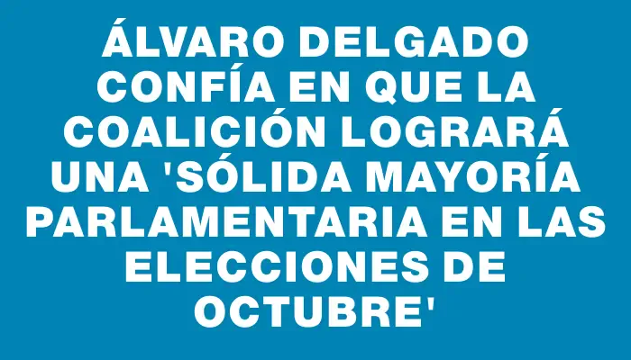 Álvaro Delgado confía en que la coalición logrará una “sólida mayoría parlamentaria en las elecciones de octubre”