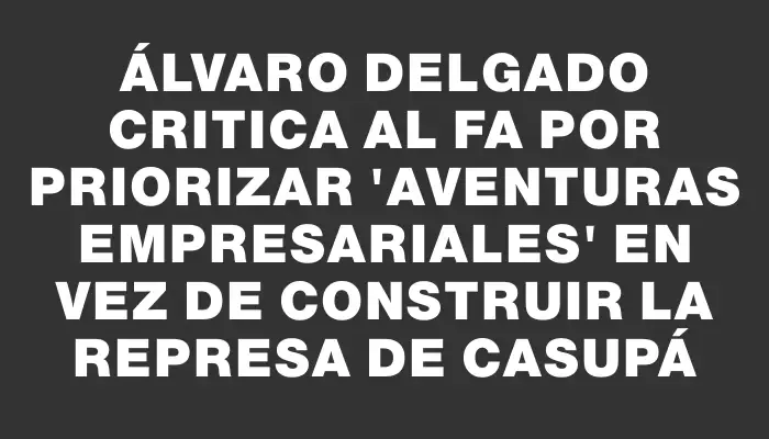 Álvaro Delgado critica al Fa por priorizar 