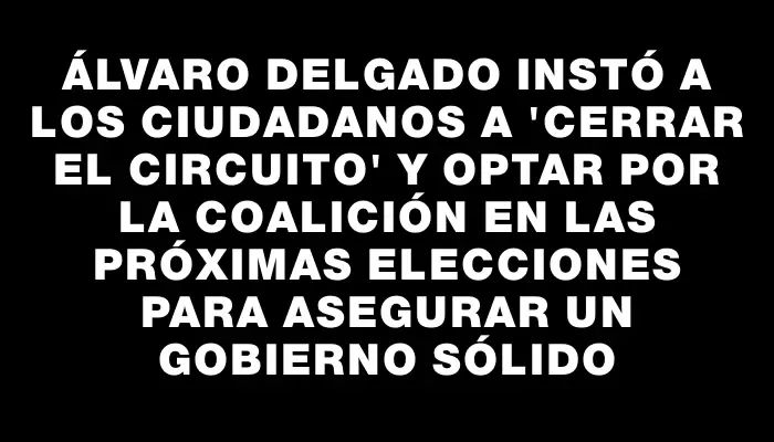 Álvaro Delgado instó a los ciudadanos a 