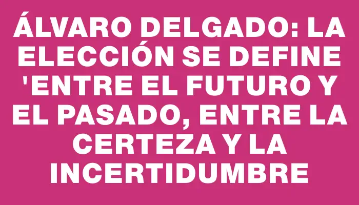 Álvaro Delgado: La elección se define "entre el futuro y el pasado, entre la certeza y la incertidumbre