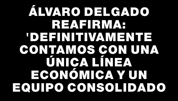 Álvaro Delgado reafirma: "Definitivamente contamos con una única línea económica y un equipo consolidado