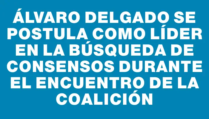 Álvaro Delgado se postula como líder en la búsqueda de consensos durante el encuentro de la coalición