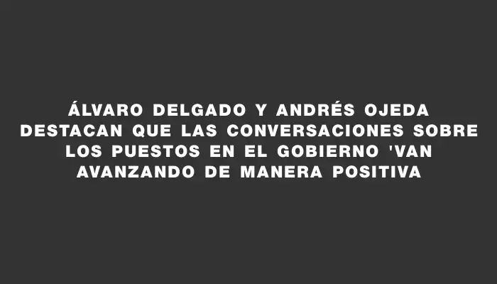 Álvaro Delgado y Andrés Ojeda destacan que las conversaciones sobre los puestos en el Gobierno "van avanzando de manera positiva