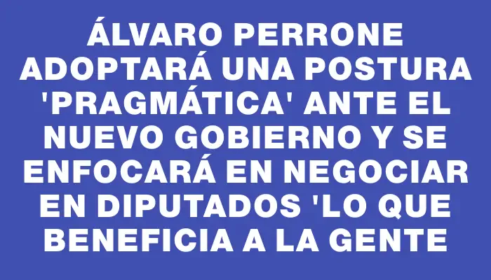 Álvaro Perrone adoptará una postura "pragmática" ante el nuevo Gobierno y se enfocará en negociar en Diputados "lo que beneficia a la gente