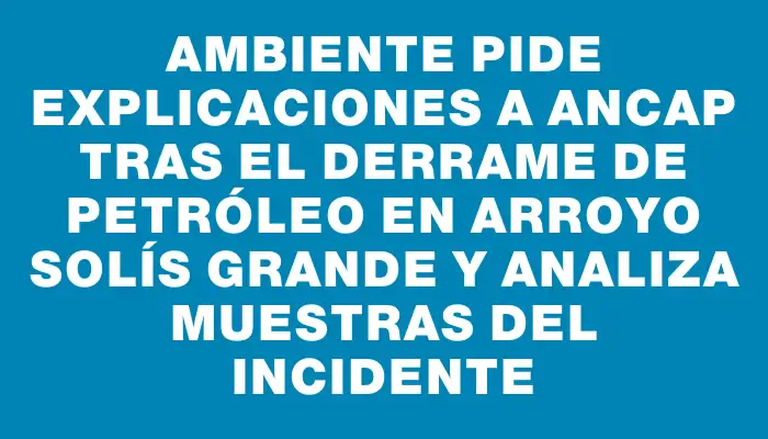 Ambiente pide explicaciones a Ancap tras el derrame de petróleo en arroyo Solís Grande y analiza muestras del incidente