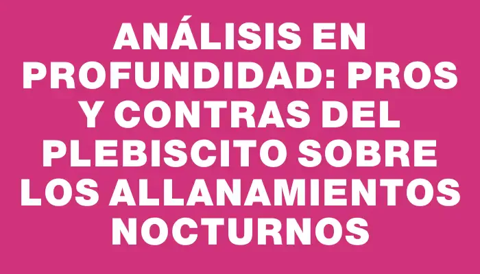 Análisis en profundidad: pros y contras del plebiscito sobre los allanamientos nocturnos