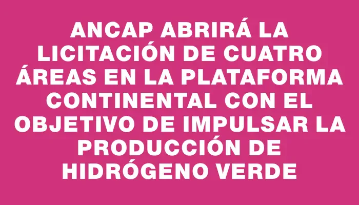 Ancap abrirá la licitación de cuatro áreas en la plataforma continental con el objetivo de impulsar la producción de hidrógeno verde