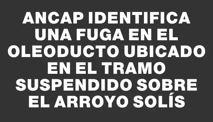 Ancap identifica una fuga en el oleoducto ubicado en el tramo suspendido sobre el arroyo Solís