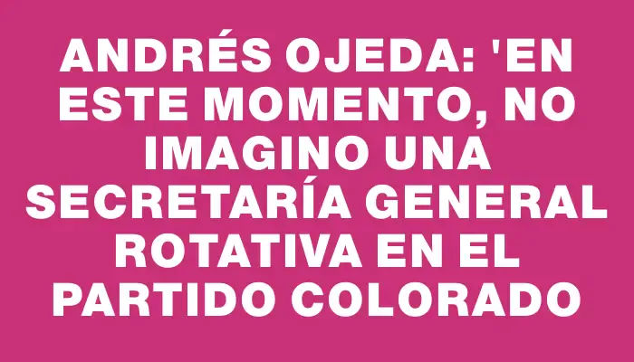 Andrés Ojeda: "En este momento, no imagino una secretaría general rotativa en el Partido Colorado