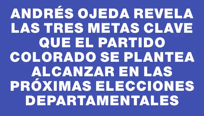 Andrés Ojeda revela las tres metas clave que el Partido Colorado se plantea alcanzar en las próximas elecciones Departamentales