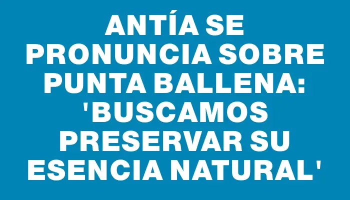 Antía se pronuncia sobre Punta Ballena: “Buscamos preservar su esencia natural”