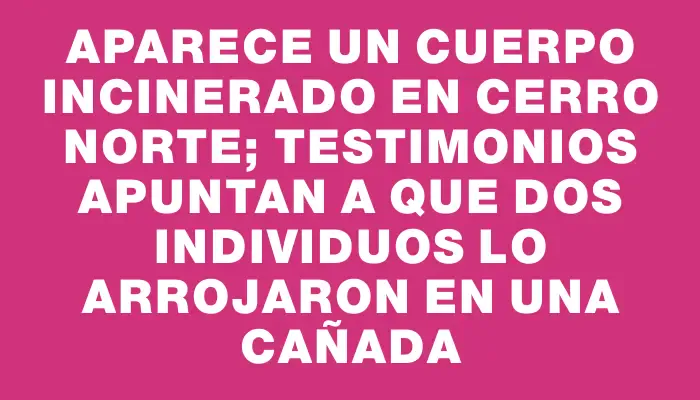 Aparece un cuerpo incinerado en Cerro Norte; testimonios apuntan a que dos individuos lo arrojaron en una cañada