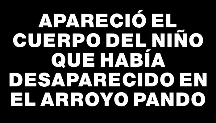 Apareció el cuerpo del niño que había desaparecido en el arroyo Pando