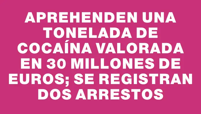 Aprehenden una tonelada de cocaína valorada en 30 millones de euros; se registran dos arrestos