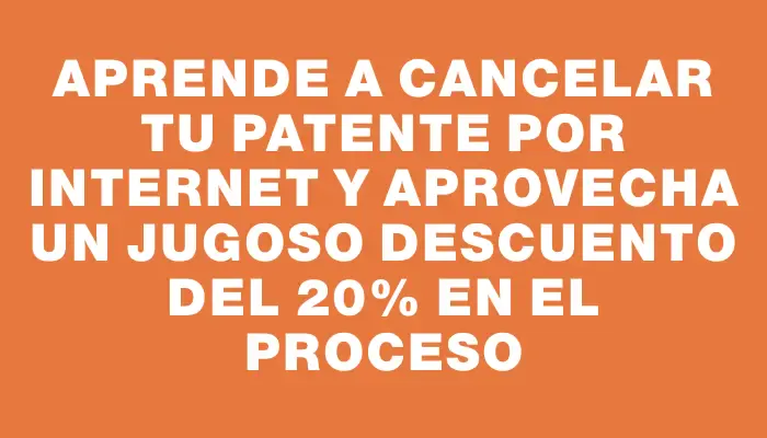 Aprende a cancelar tu patente por internet y aprovecha un jugoso descuento del 20% en el proceso