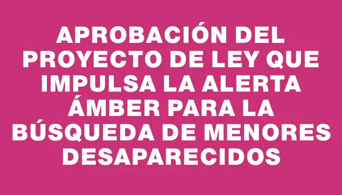 Aprobación del proyecto de ley que impulsa la Alerta Ámber para la búsqueda de menores desaparecidos