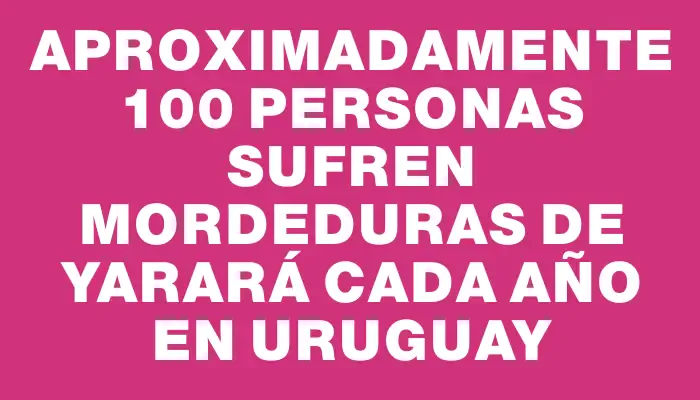 Aproximadamente 100 personas sufren mordeduras de yarará cada año en Uruguay