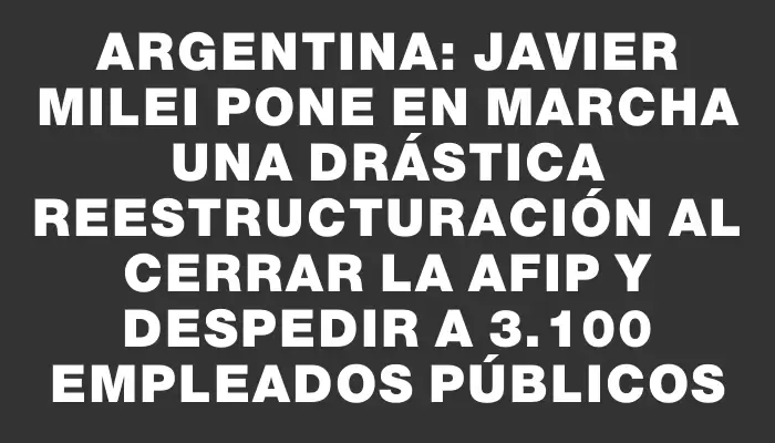 Argentina: Javier Milei pone en marcha una drástica reestructuración al cerrar la Afip y despedir a 3.100 empleados públicos