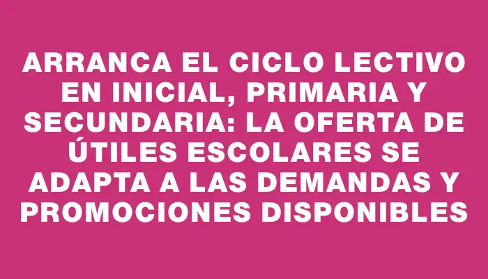 Arranca el ciclo lectivo en Inicial, Primaria y Secundaria: la oferta de útiles escolares se adapta a las demandas y promociones disponibles