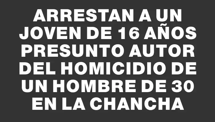 Arrestan a un joven de 16 años presunto autor del homicidio de un hombre de 30 en La Chancha