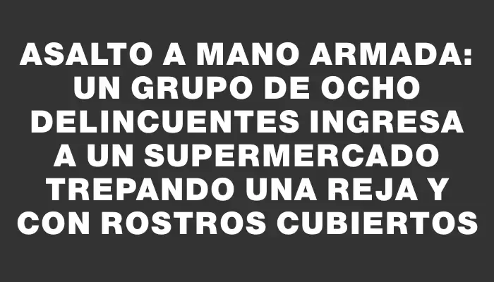 Asalto a mano armada: un grupo de ocho delincuentes ingresa a un supermercado trepando una reja y con rostros cubiertos